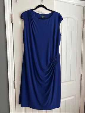 Ralph Lauren Cobalt Blue Draped Midi Dress